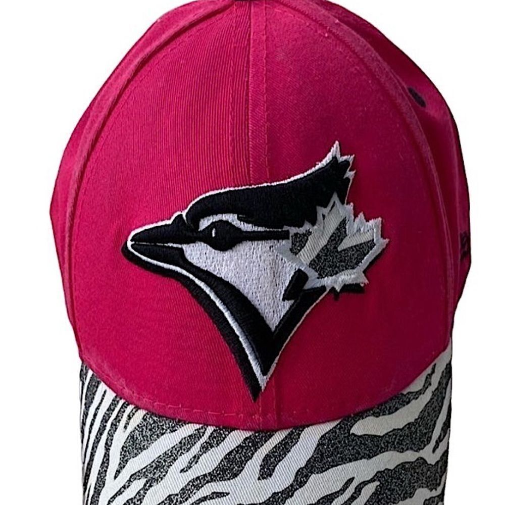 Youth New Era Toronto Blue Jays Pink Zebra Print 9FORTY Adjustable Hat Cap